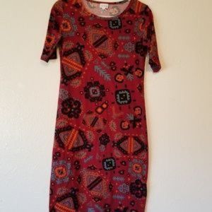LulaRoe Julia Red Print Dress Size S EUC